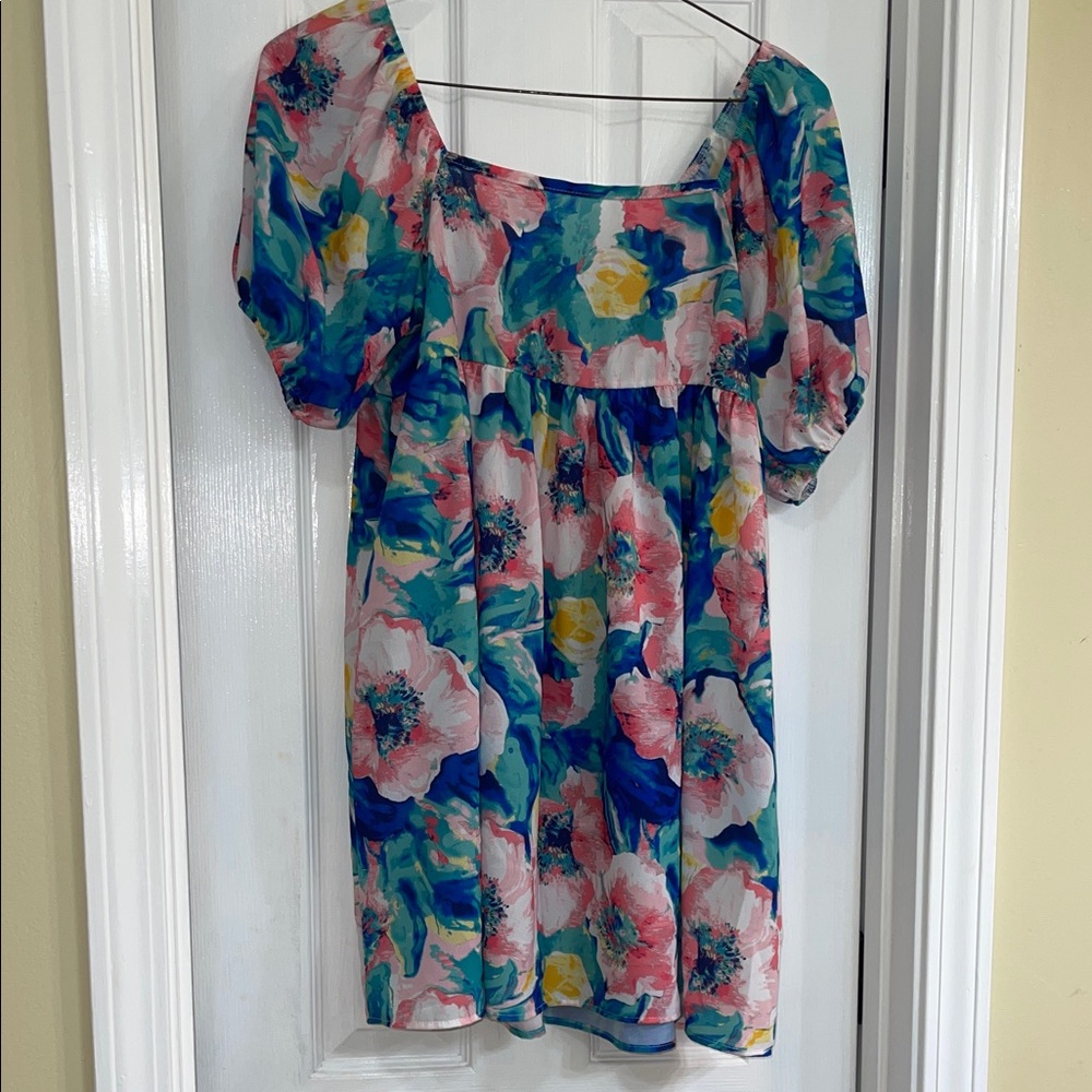 BiBi Floral Tunic Dress in Pink, Blue, Green, Yellow